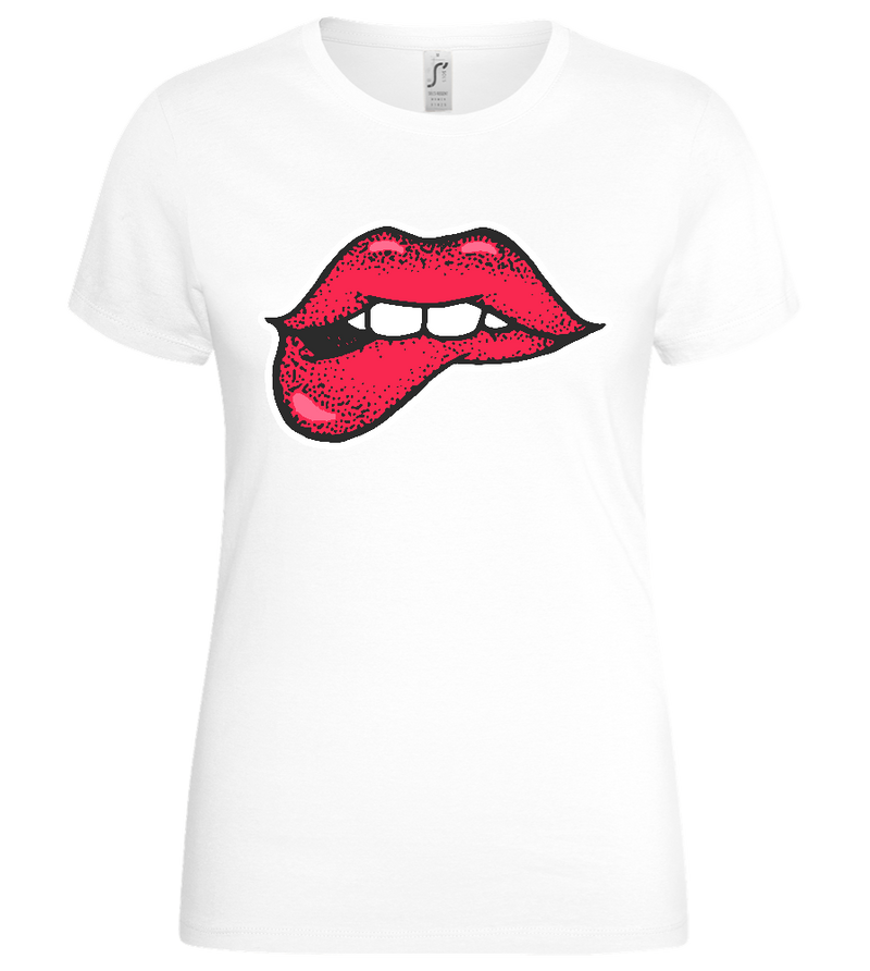 Lip Bite Design - Basic women's t-shirt_WHITE_front