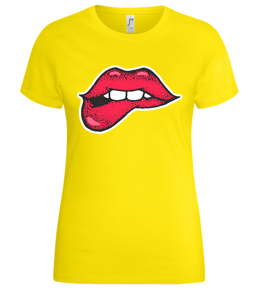 Lip Bite Design - Basic women's t-shirt_YELLOW_front