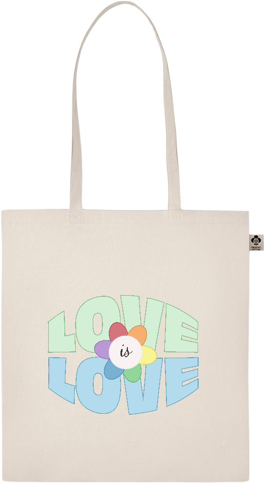 Love is Love Flower Design - Essential ecru organic cotton tote bag_BEIGE_front