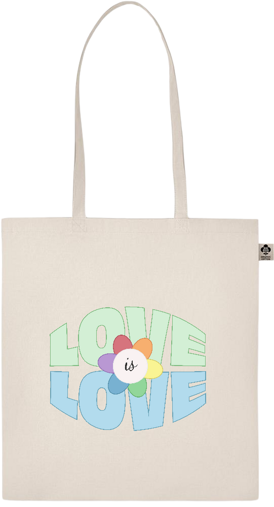 Love is Love Flower Design - Essential ecru organic cotton tote bag_BEIGE_front