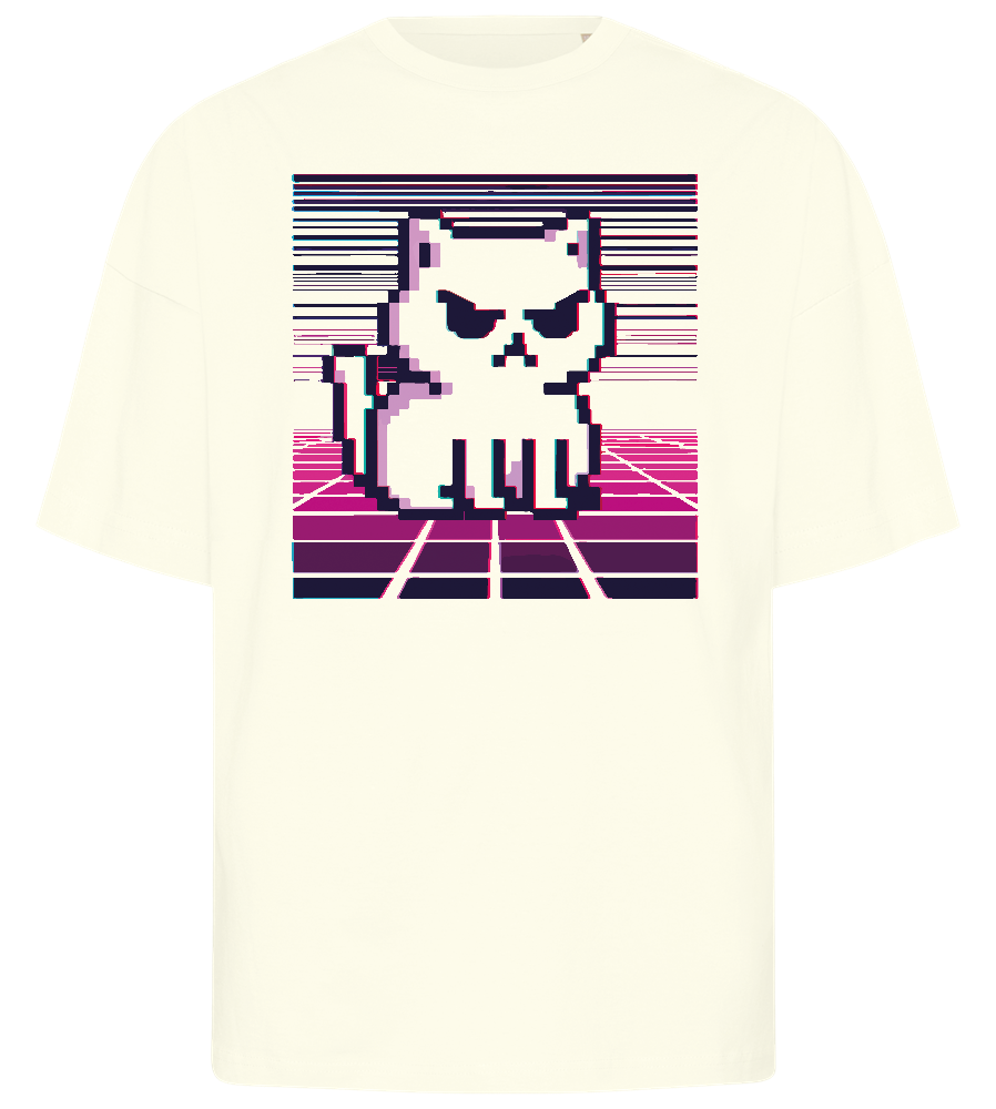 Pixelated Cat Design - Premium men's oversized t-shirt_OFF-WHITE_front