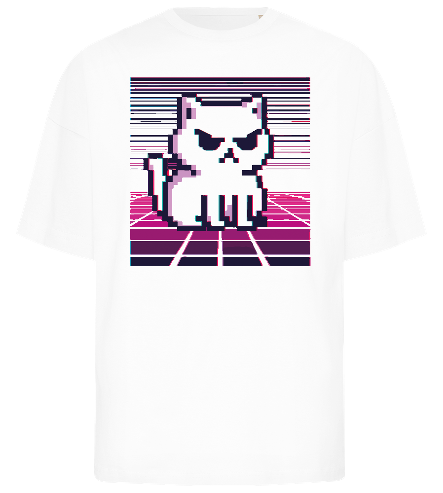 Pixelated Cat Design - Premium men's oversized t-shirt_WHITE_front