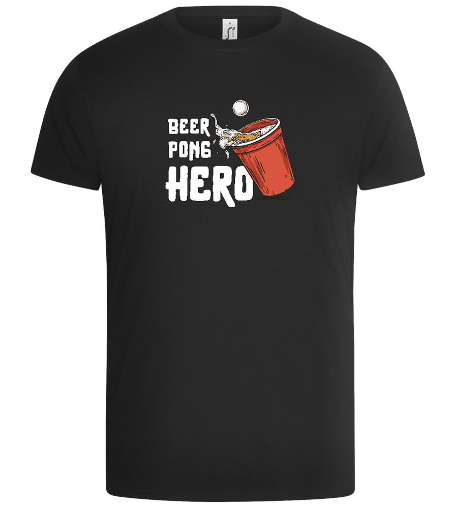 Beer Pong Hero Design - Basic Unisex T-Shirt_DEEP BLACK_front