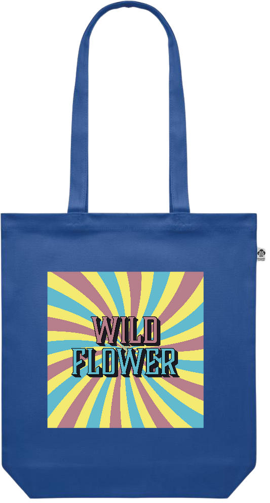 Wild Flower Design - Premium colored organic canvas shopping bag_ROYAL BLUE_front