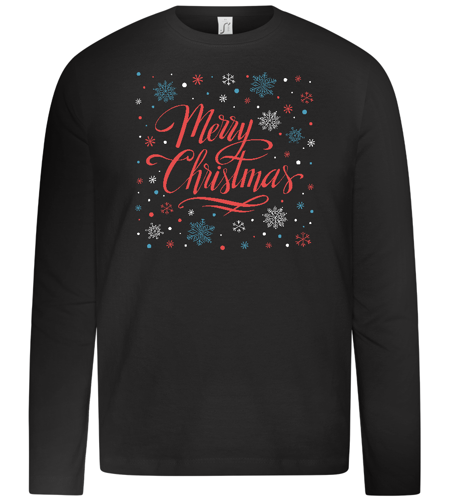 Merry Christmas Snowflakes Design - Premium kids long sleeve t-shirt_DEEP BLACK_front