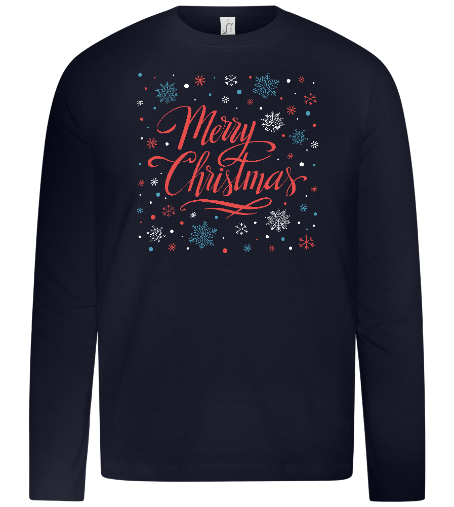 Merry Christmas Snowflakes Design - Premium kids long sleeve t-shirt_FRENCH NAVY_front