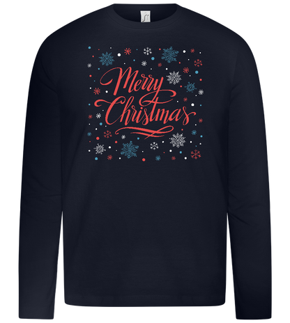 Merry Christmas Snowflakes Design - Premium kids long sleeve t-shirt_FRENCH NAVY_front