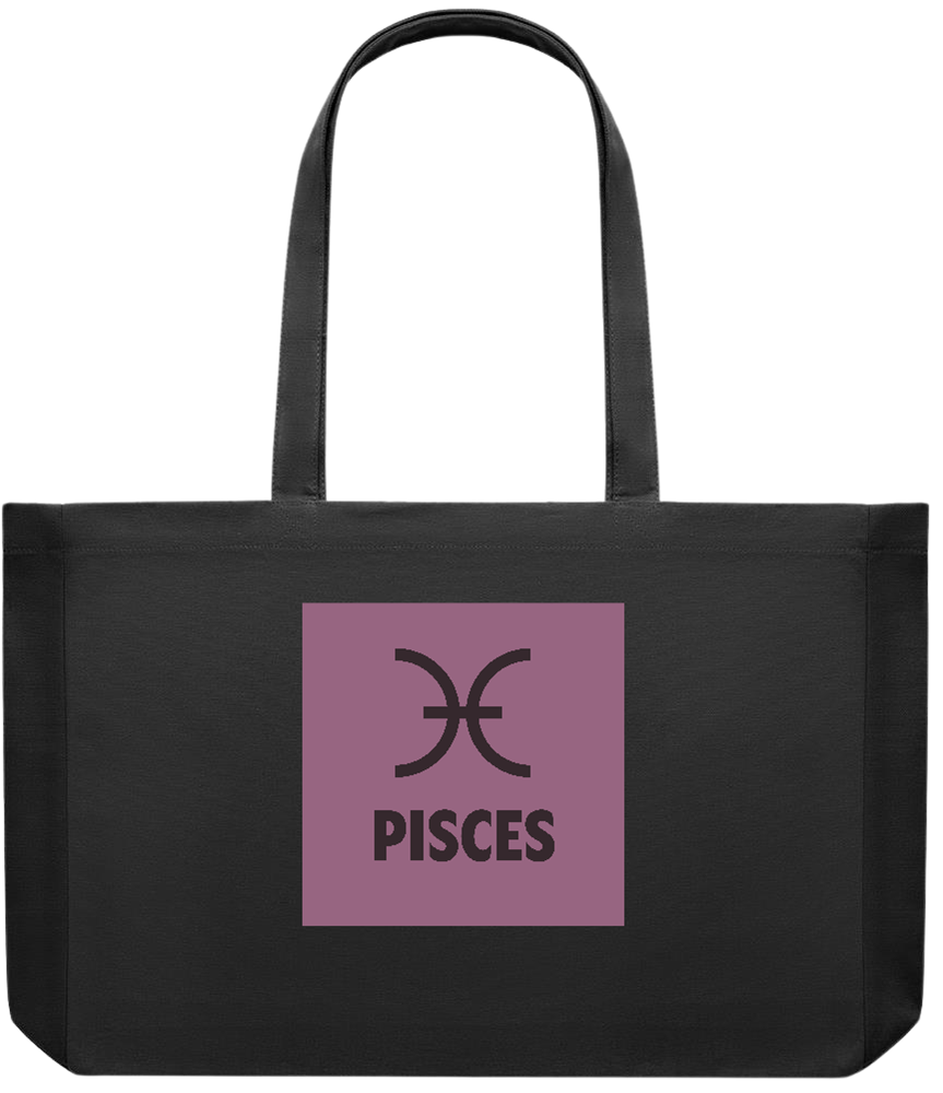 Zodiac Pisces Design - Premium large recycled shopping tote bag_BLACK_front