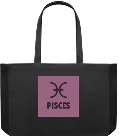 Zodiac Pisces Design - Premium large recycled shopping tote bag_BLACK_front