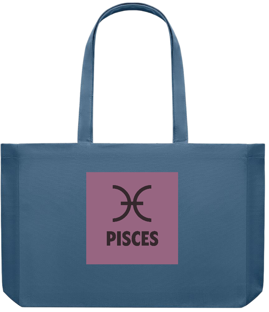 Zodiac Pisces Design - Premium large recycled shopping tote bag_BLUE_front