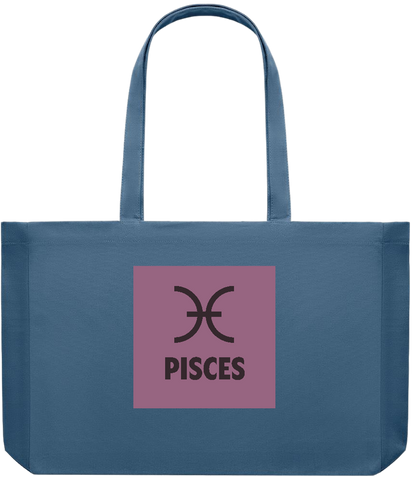 Zodiac Pisces Design - Premium large recycled shopping tote bag_BLUE_front