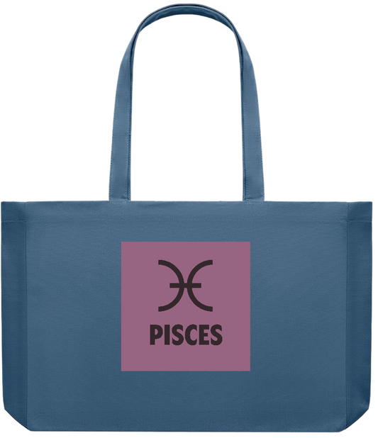 Zodiac Pisces Design - Premium large recycled shopping tote bag_BLUE_front