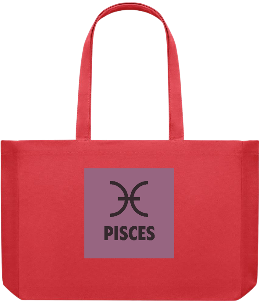 Zodiac Pisces Design - Premium large recycled shopping tote bag_RED_front