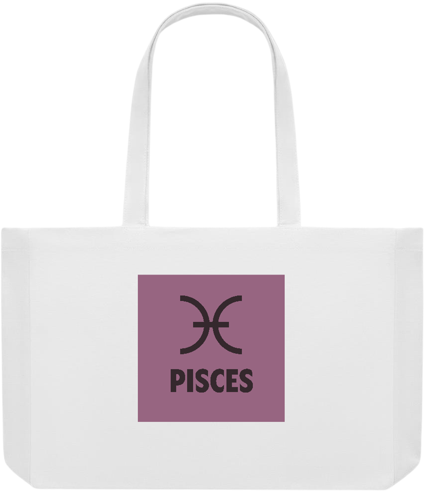 Zodiac Pisces Design - Premium large recycled shopping tote bag_WHITE_front