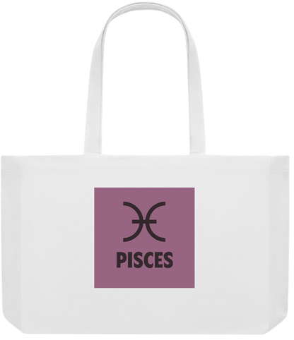 Zodiac Pisces Design - Premium large recycled shopping tote bag_WHITE_front