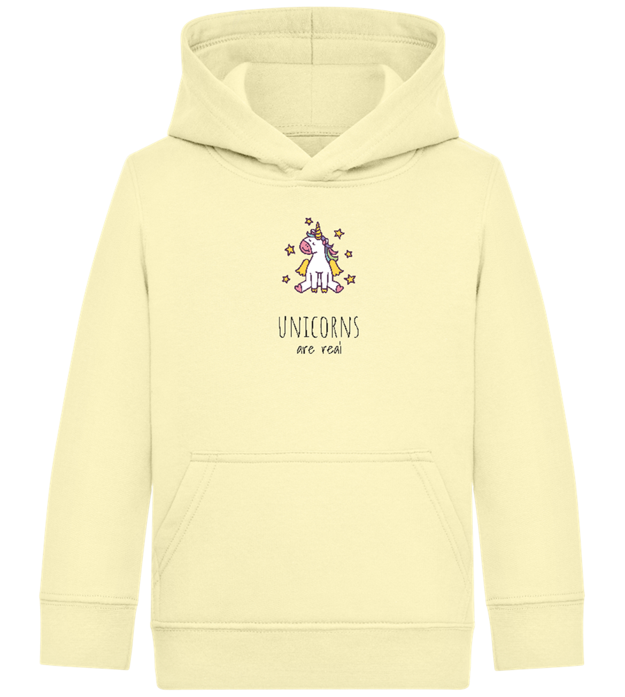 Unicorns Are Real Design - Comfort Kids Hoodie_AMARELO CLARO_front