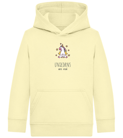 Unicorns Are Real Design - Comfort Kids Hoodie_AMARELO CLARO_front