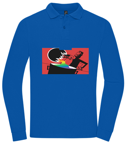 Chemical X Design - Premium men's long sleeve polo shirt_ROYAL_front