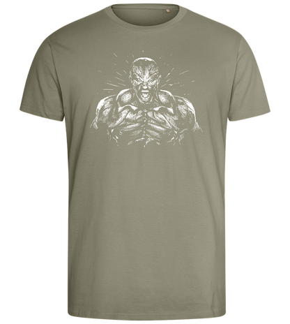 Muscle Madness Design - Comfort men's fitted t-shirt_KHAKI_front