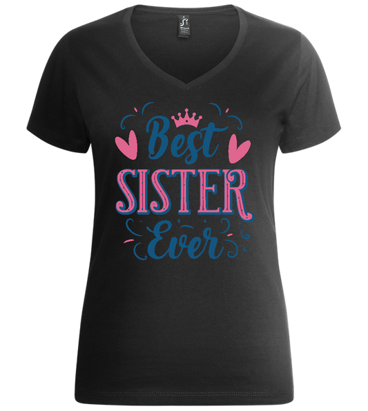 Best Sister Design - Premium women's v-neck t-shirt_DEEP BLACK_front