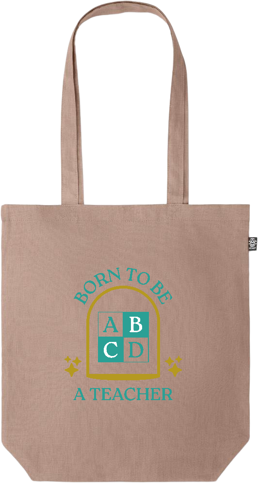 Born to be a Teacher Design - Premium colored organic hemp tote bag_BROWN_front