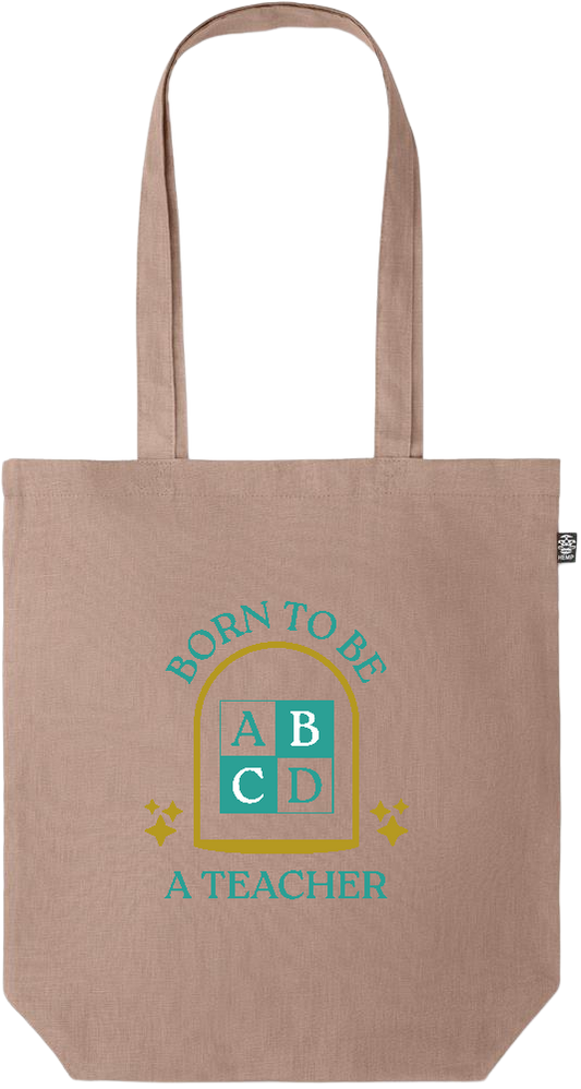 Born to be a Teacher Design - Premium colored organic hemp tote bag_BROWN_front