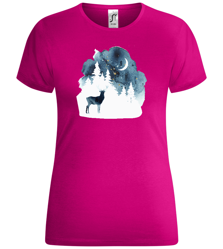 Christmas Night Watercolor Design - Comfort women's t-shirt_FUCHSIA_front