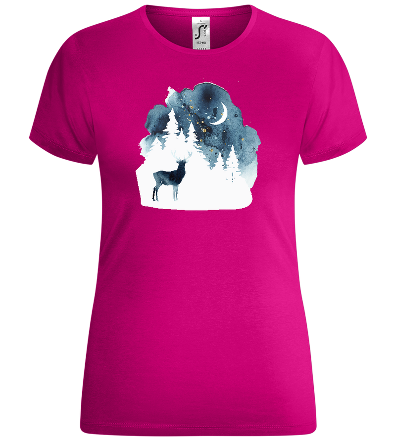 Christmas Night Watercolor Design - Comfort women's t-shirt_FUCHSIA_front