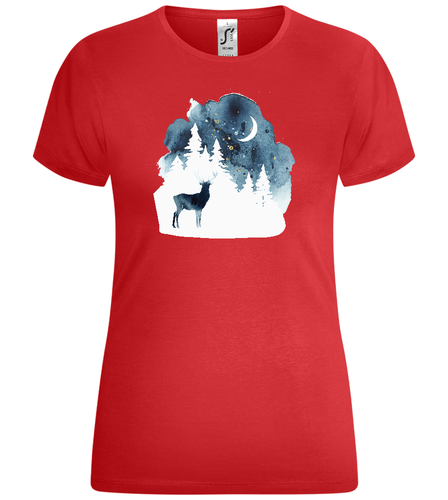 Christmas Night Watercolor Design - Comfort women's t-shirt_RED_front