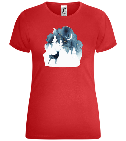 Christmas Night Watercolor Design - Comfort women's t-shirt_RED_front