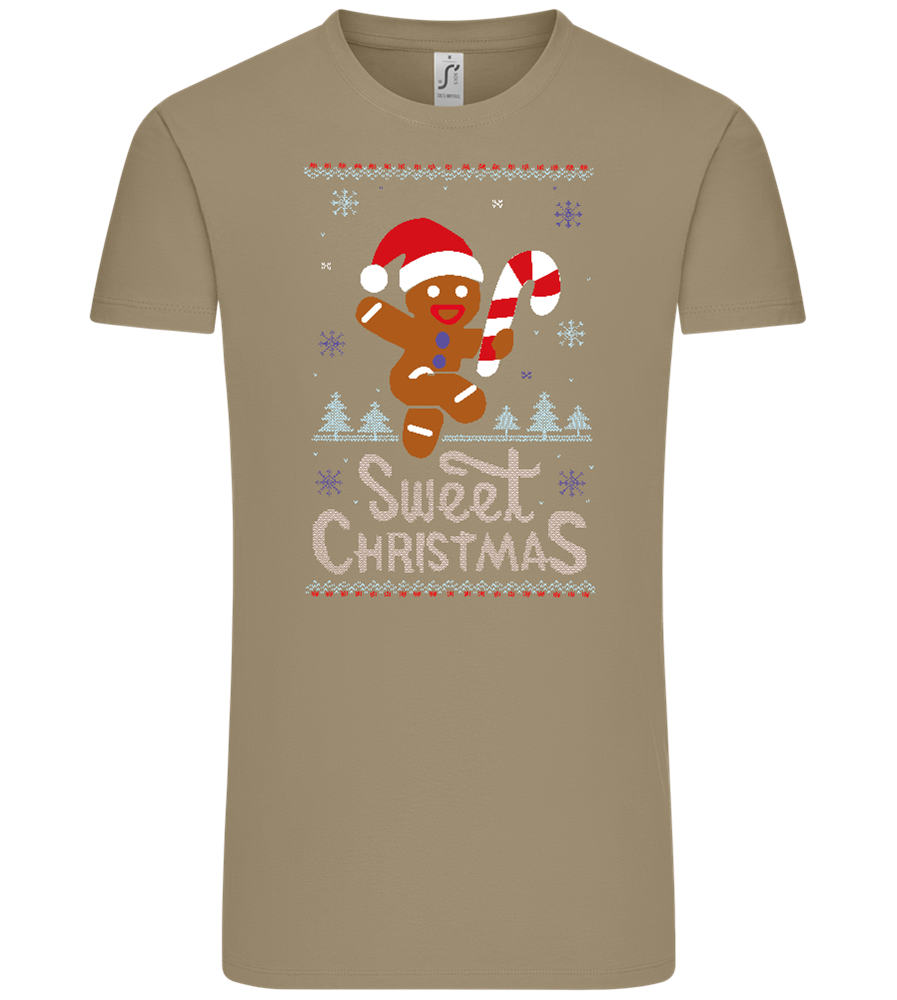 Gingerbread Man Design - Comfort Unisex T-Shirt_KHAKI_front