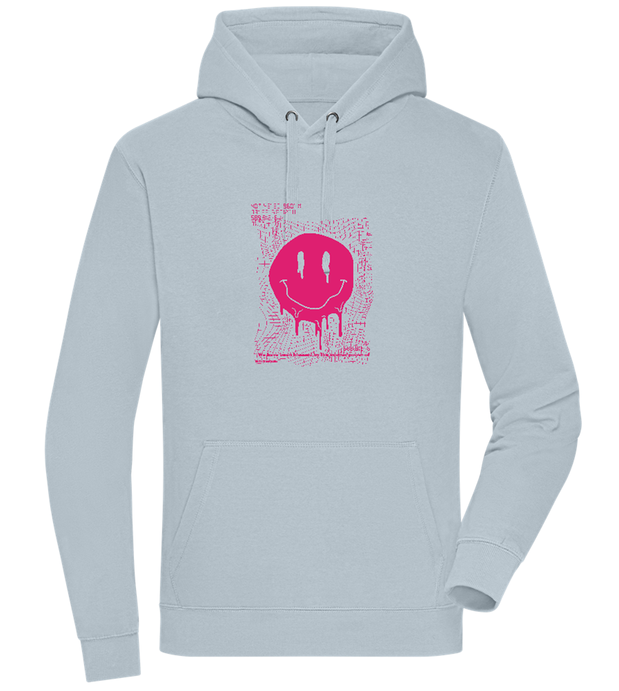 Distorted Pink Smiley Design - Premium unisex hoodie_CREAMY BLUE_front