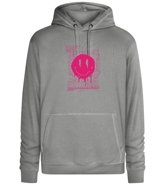 Distorted Pink Smiley Design - Premium unisex hoodie_ORION GREY II_front