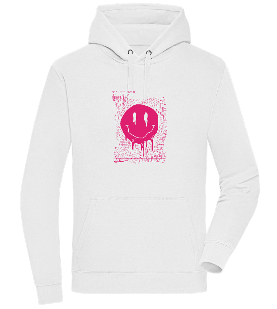 Distorted Pink Smiley Design - Premium unisex hoodie_WHITE_front