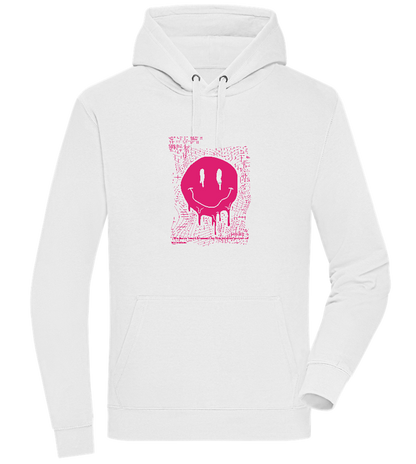 Distorted Pink Smiley Design - Premium unisex hoodie_WHITE_front