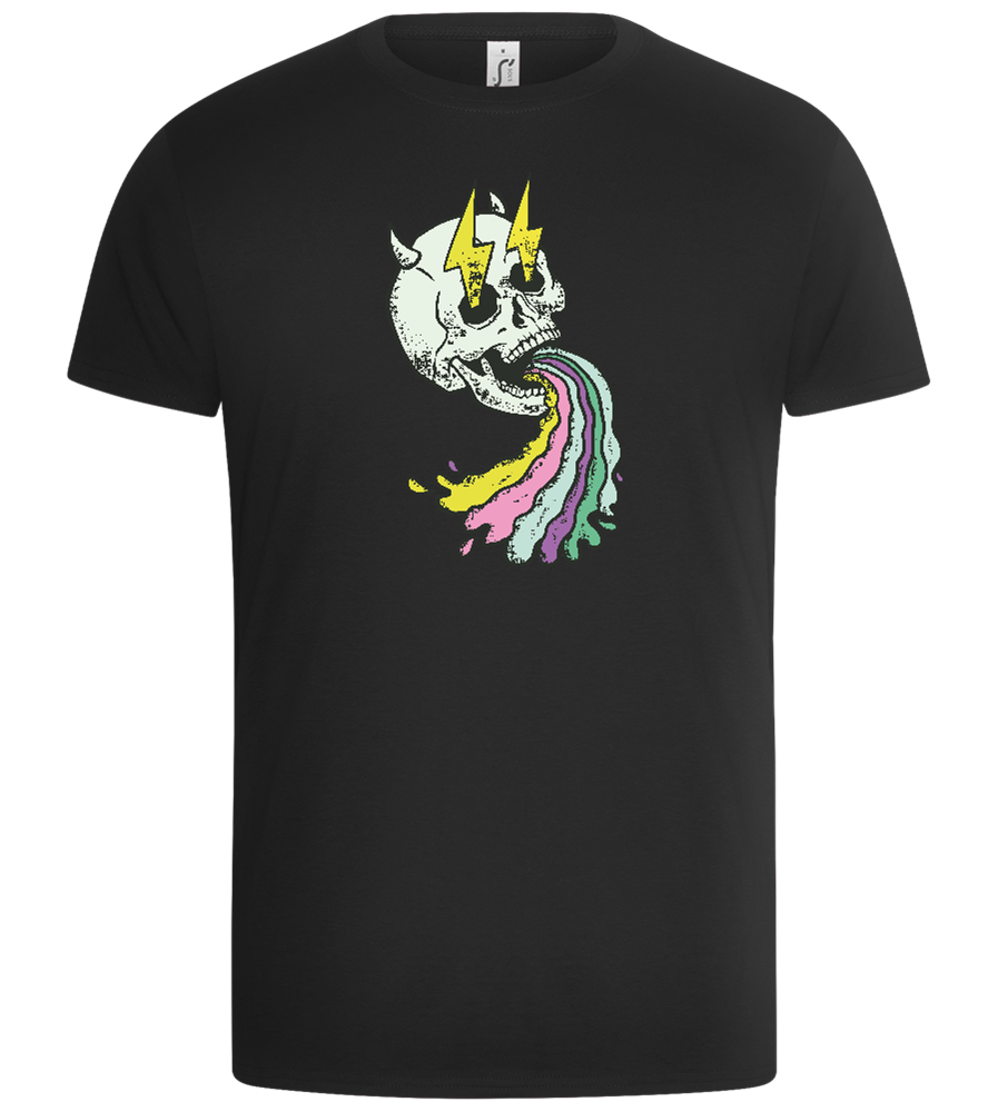 Rainbow Skull Thunders Design - Basic Unisex T-Shirt_DEEP BLACK_front