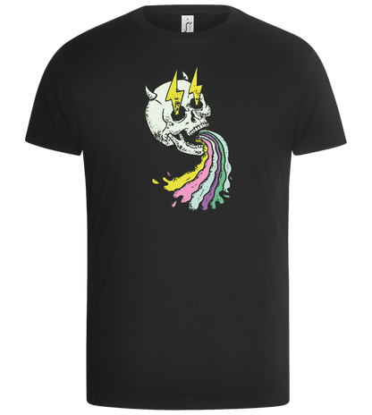 Rainbow Skull Thunders Design - Basic Unisex T-Shirt_DEEP BLACK_front