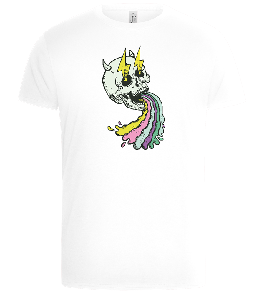 Rainbow Skull Thunders Design - Basic Unisex T-Shirt_WHITE_front