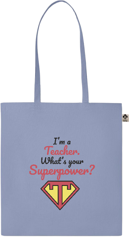 Im a Teacher Design - Essential colored organic cotton tote bag_BABY BLUE_front