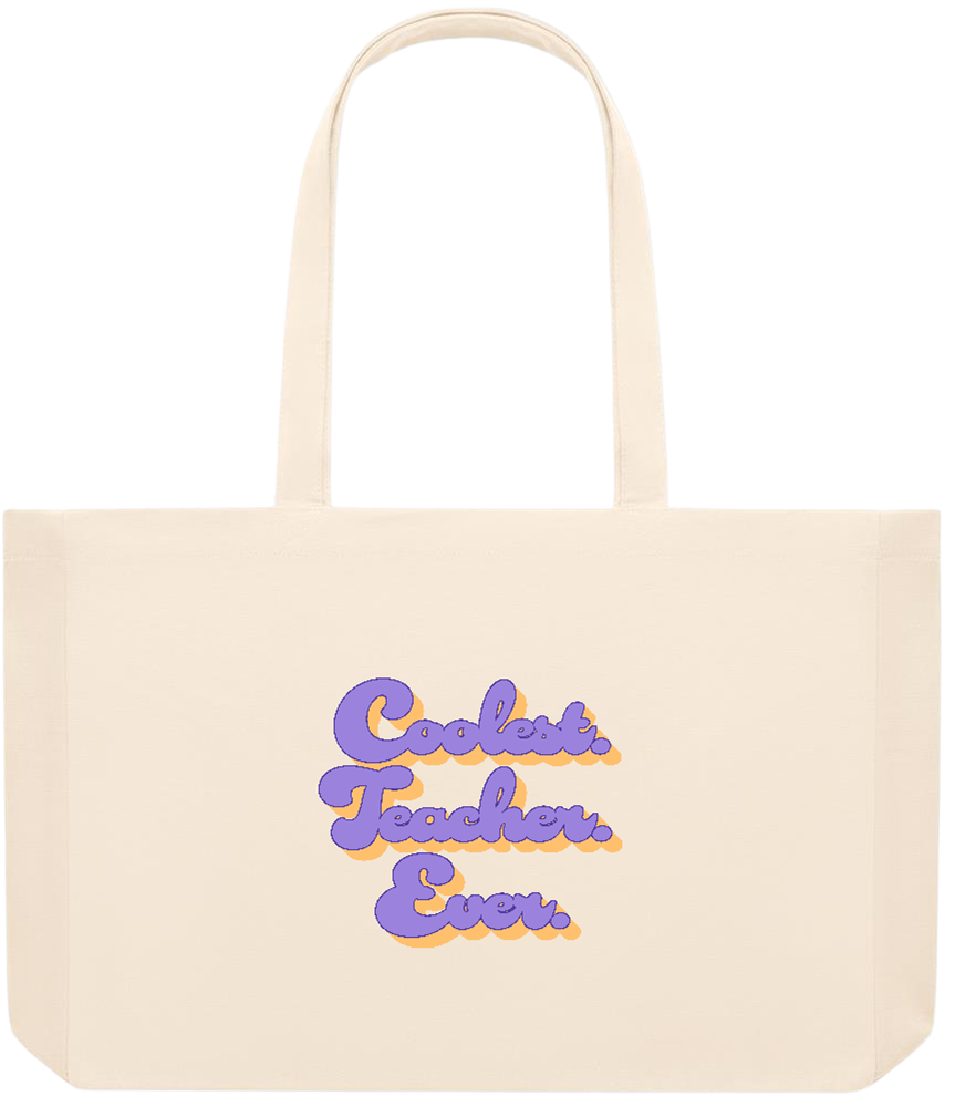 Coolest Teacher Ever Design - Premium large recycled beach tote bag_BEIGE_front