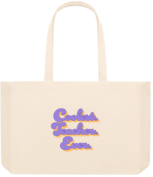 Coolest Teacher Ever Design - Premium large recycled beach tote bag_BEIGE_front