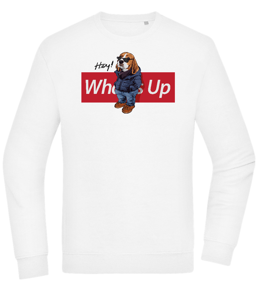 What's Up Dog Design - Comfort Essential Unisex Sweater_WHITE_front