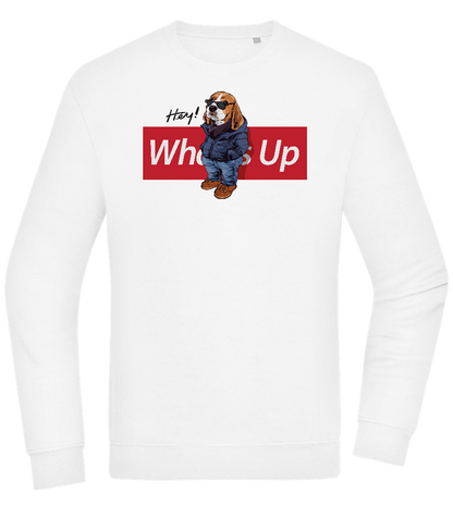 What's Up Dog Design - Comfort Essential Unisex Sweater_WHITE_front