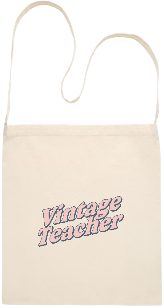 Vintage Teacher Design - Essential cross shoulder cotton tote bag_BEIGE_front