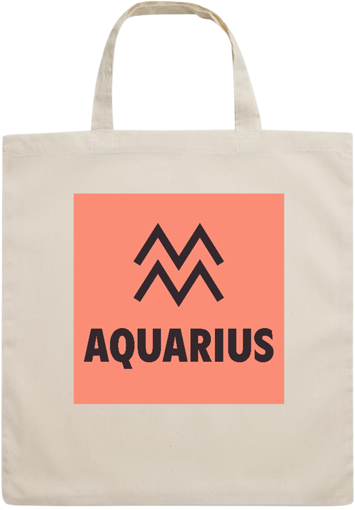 Zodiac Aquarius Design - Essential short handle cotton tote bag_BEIGE_front