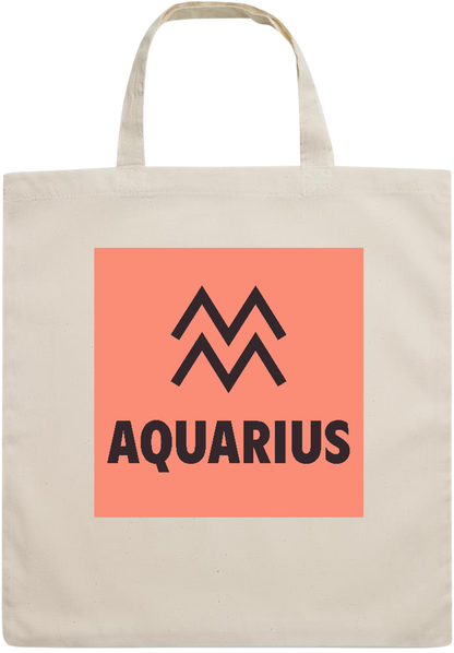 Zodiac Aquarius Design - Essential short handle cotton tote bag_BEIGE_front