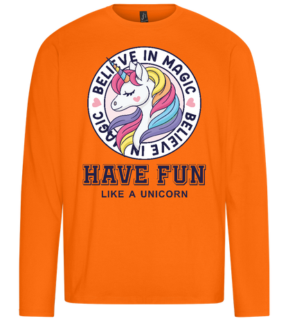 Believe in Magic Unicorn Design - Premium men's long sleeve t-shirt_ORANGE_front