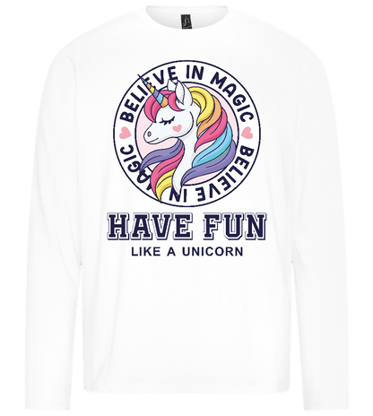 Believe in Magic Unicorn Design - Premium men's long sleeve t-shirt_WHITE_front