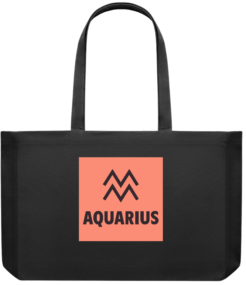 Zodiac Aquarius Design - Premium large recycled shopping tote bag_BLACK_front