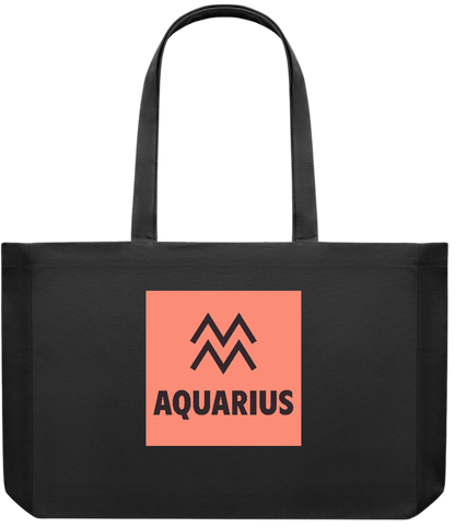 Zodiac Aquarius Design - Premium large recycled shopping tote bag_BLACK_front